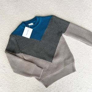 Wolf and Rita Leandro Blue Grey Girl Geometric Sweater Size 8